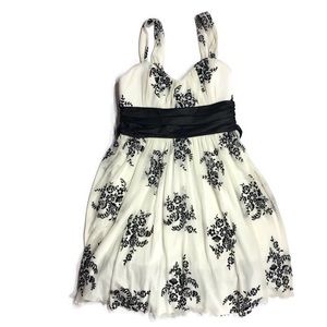Black Bow White Lace Overlay Dress L